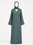Elegant Front-Beaded Plain Abaya